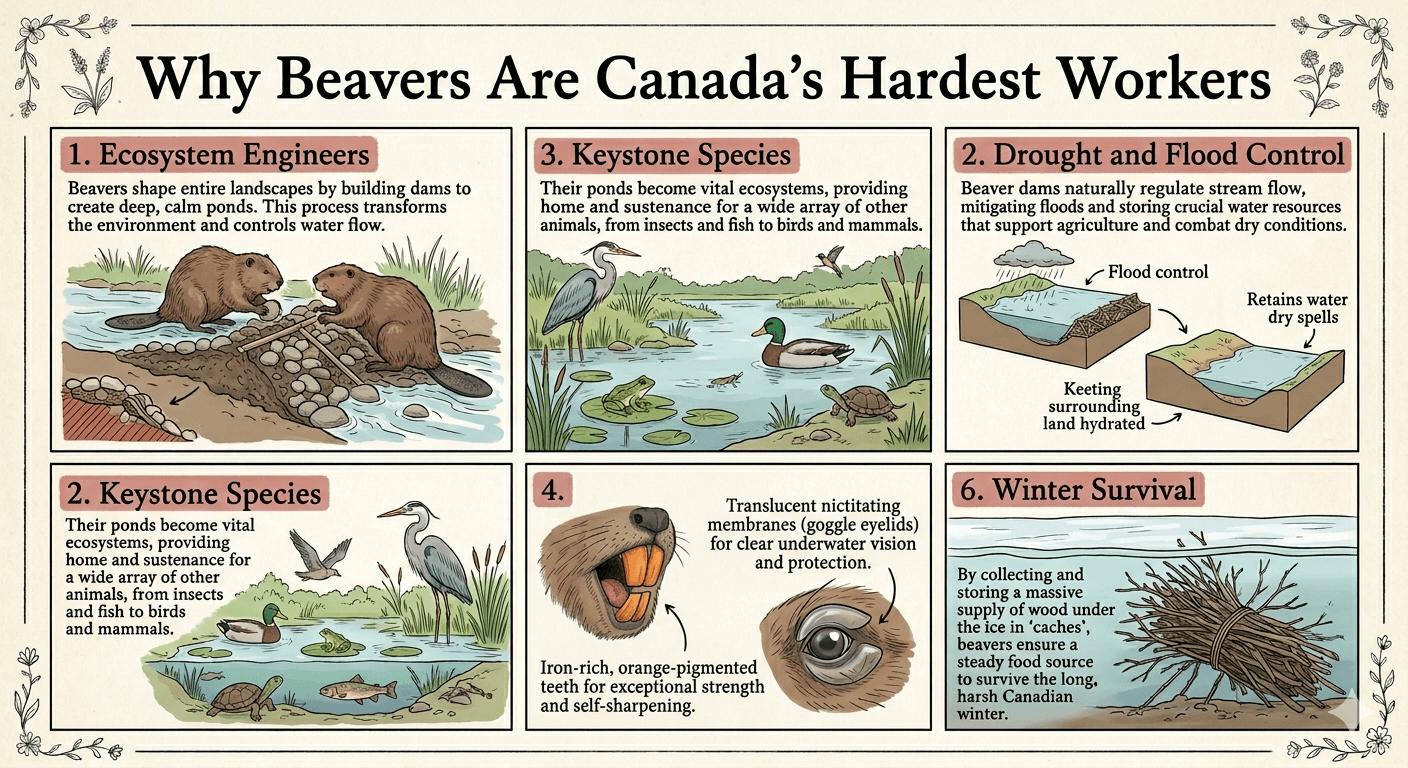 Infographic about beavers as Canadian symbols